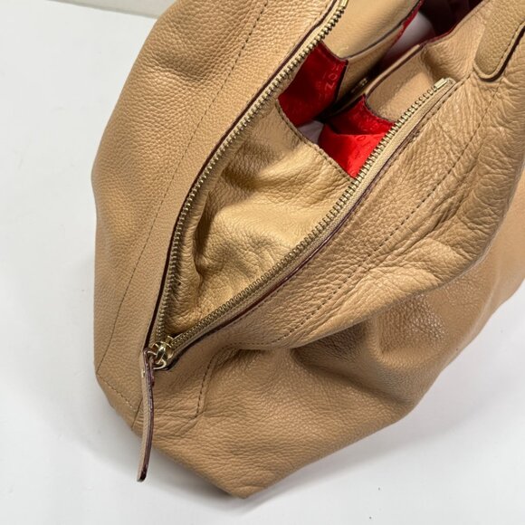 Kate Spade Mansfield Juniper Hobo Shoulder Bag Beige Leather Dual Zip Slouchy - Picture 7 of 16